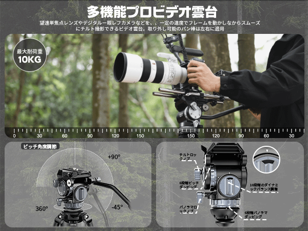 Amazon.co.jp: Ulanzi VideoFast カーボン三脚 ビデオカメラ三脚