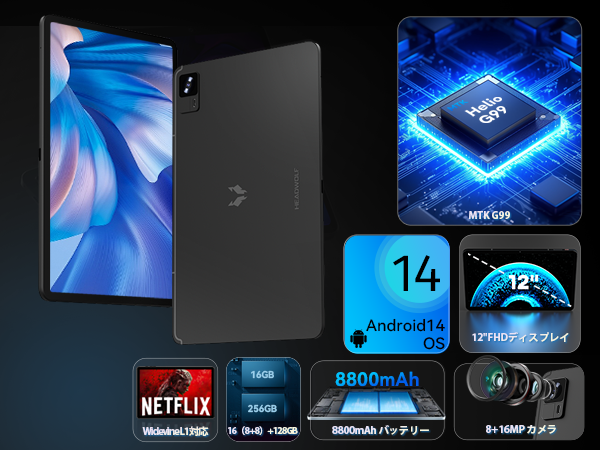 Amazon.co.jp: Headwolf HPad6 Pro 12インチタブレット、Android 14