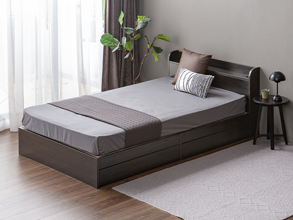 Amazon｜モダンデコ ベッド セミダブル 宮棚 収納付き 439L コンセント