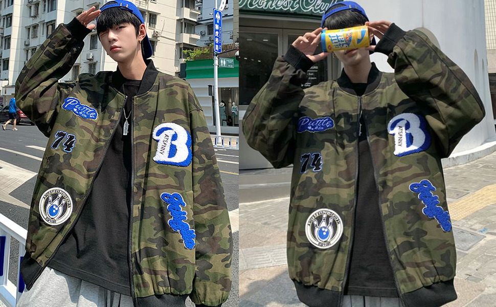 Amazon | [NOLCCTN] スタジャン メンズ 迷彩柄 ジャケット スタジアム