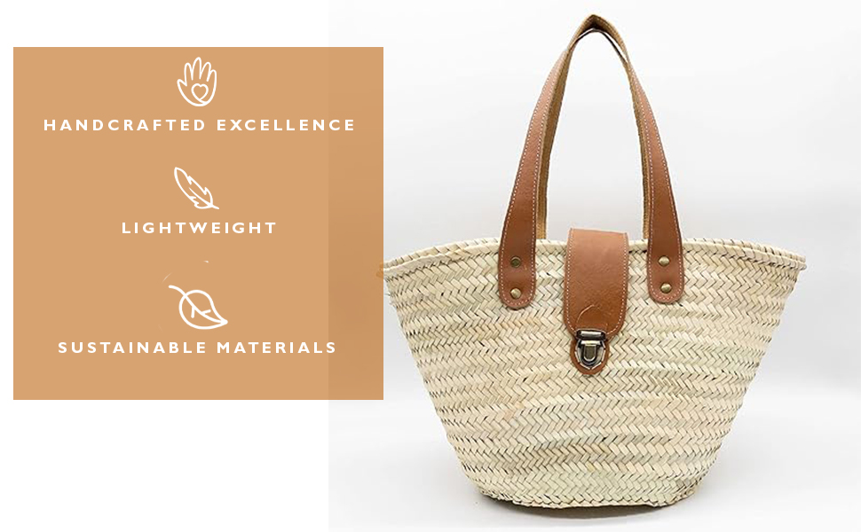 Amazon.com: FRENCH BASKET straw bag with leather handles beach bag