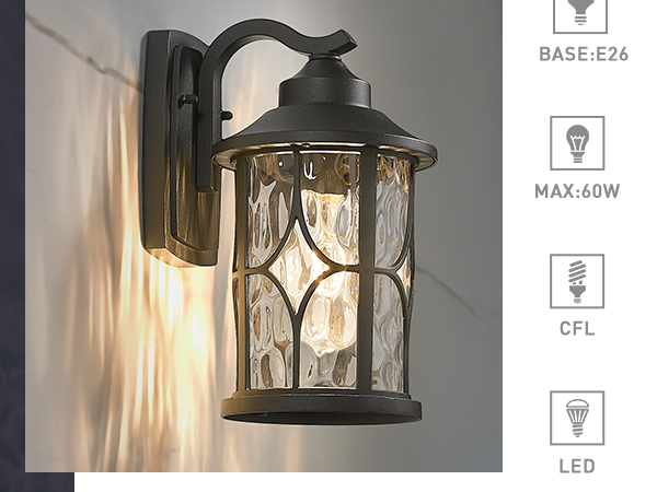 zeyu 14.6 Inch Outdoor Porch Light, Farmhouse 1-Light Outdoor Wall