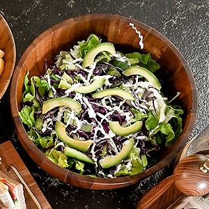 Amazon.co.jp: BILL.F 木製サラダボウル、12インチアカシアウッド