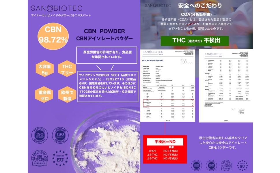 Amazon | CBN 高濃度98％ アイソレートパウダー 5g 北欧産（リトアニア