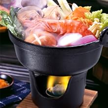 Amazon.co.jp: イシガキ いろり鍋 黒 16cm 木蓋付き コンロセット 鍋