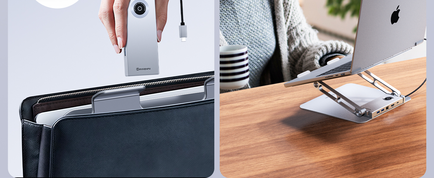 Minisopuru 2-in-1 Laptop Stand with USB-C Hub Workstation | MD801M