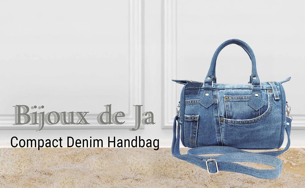 Handmade Upcycled Denim Compact Crossbody Handbag for Women