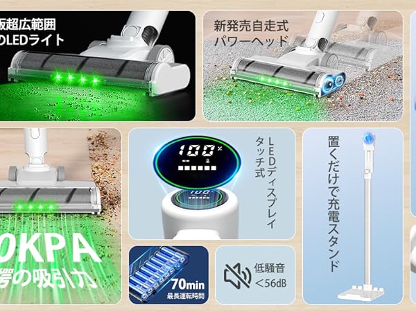 Amazon | 掃除機 コードレス【2025業界革新版！業界初自走式！80Kpa超