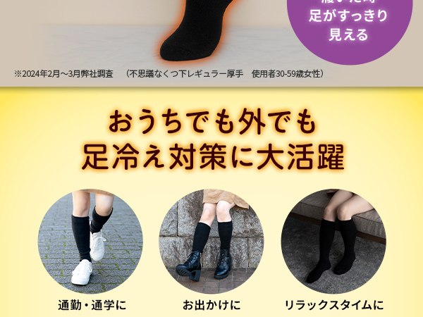 Amazon.co.jp: 不思議なくつ下 足の冷えない ハイソックス 厚手 足冷え