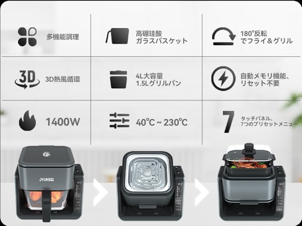 Amazon.co.jp: JYUNSEI ノンフライヤー 2in1 エアフライヤー