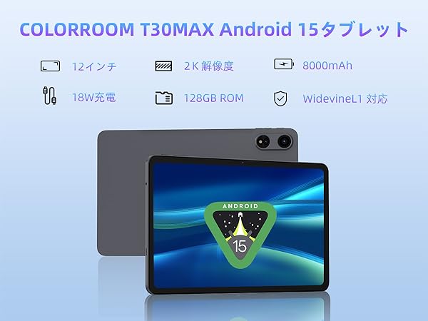 Amazon.co.jp: 【2K画面 12インチ android15】COLORROOM T30MAX
