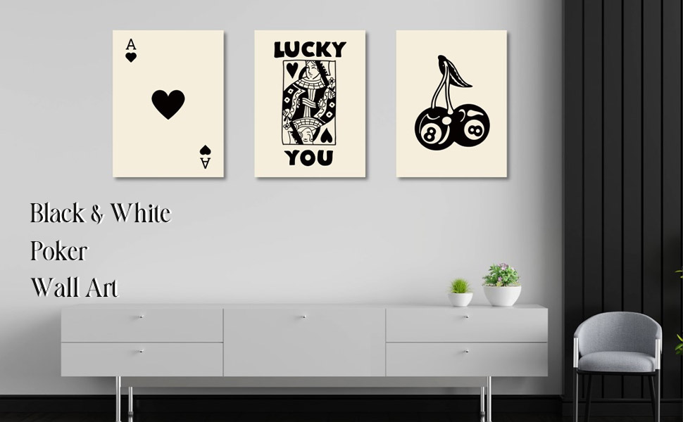 Amazon.com: MINI ZOZI Lucky You Poker Wall Decor Canvas Art