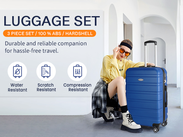 Amazon.com | YEMENREN Luggage Sets Hardside Lightweight Suitcase