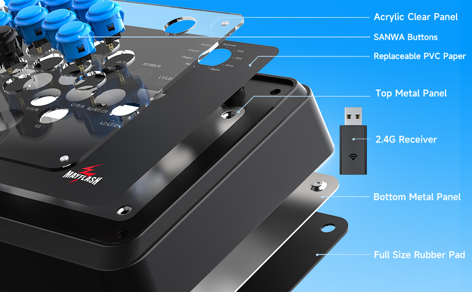 Amazon.com: MAYFLASH F700 FLAT Elite Wireless Arcade Stick