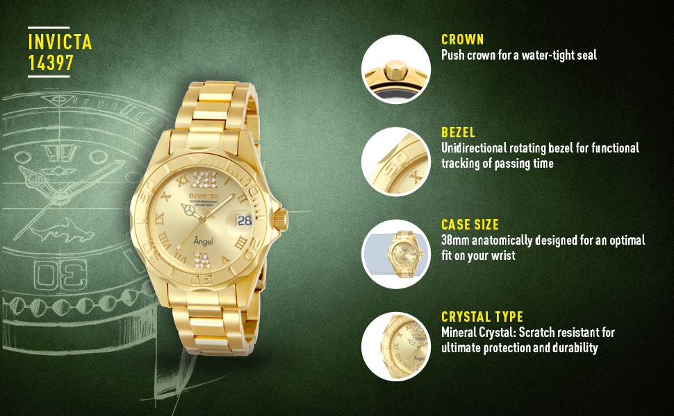 Amazon.com: Invicta Women's 14397 Angel Analog Swiss-Quartz Gold
