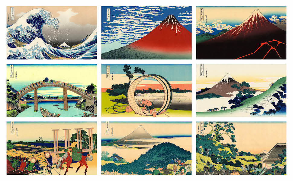 葛飾北斎の「富嶽三十六景」画集（A4ポスター用）全46作品収録