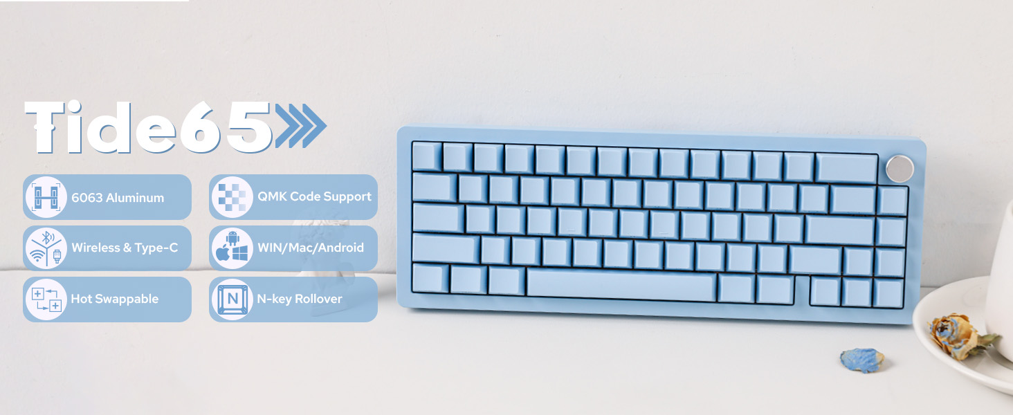 Amazon.com: EPOMAKER Tide65 QMK/VIA Wireless Gaming Keyboard, 65