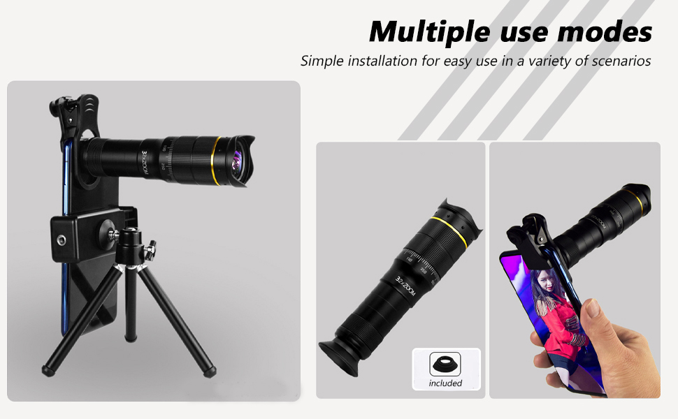 Amazon.com: 32X Zoom Lens with Tripod, Mobile Phone Telephoto Lens