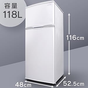 Amazon.co.jp: アイリスオーヤマ 冷蔵庫 118L 2ドア 右開き 温度調節7