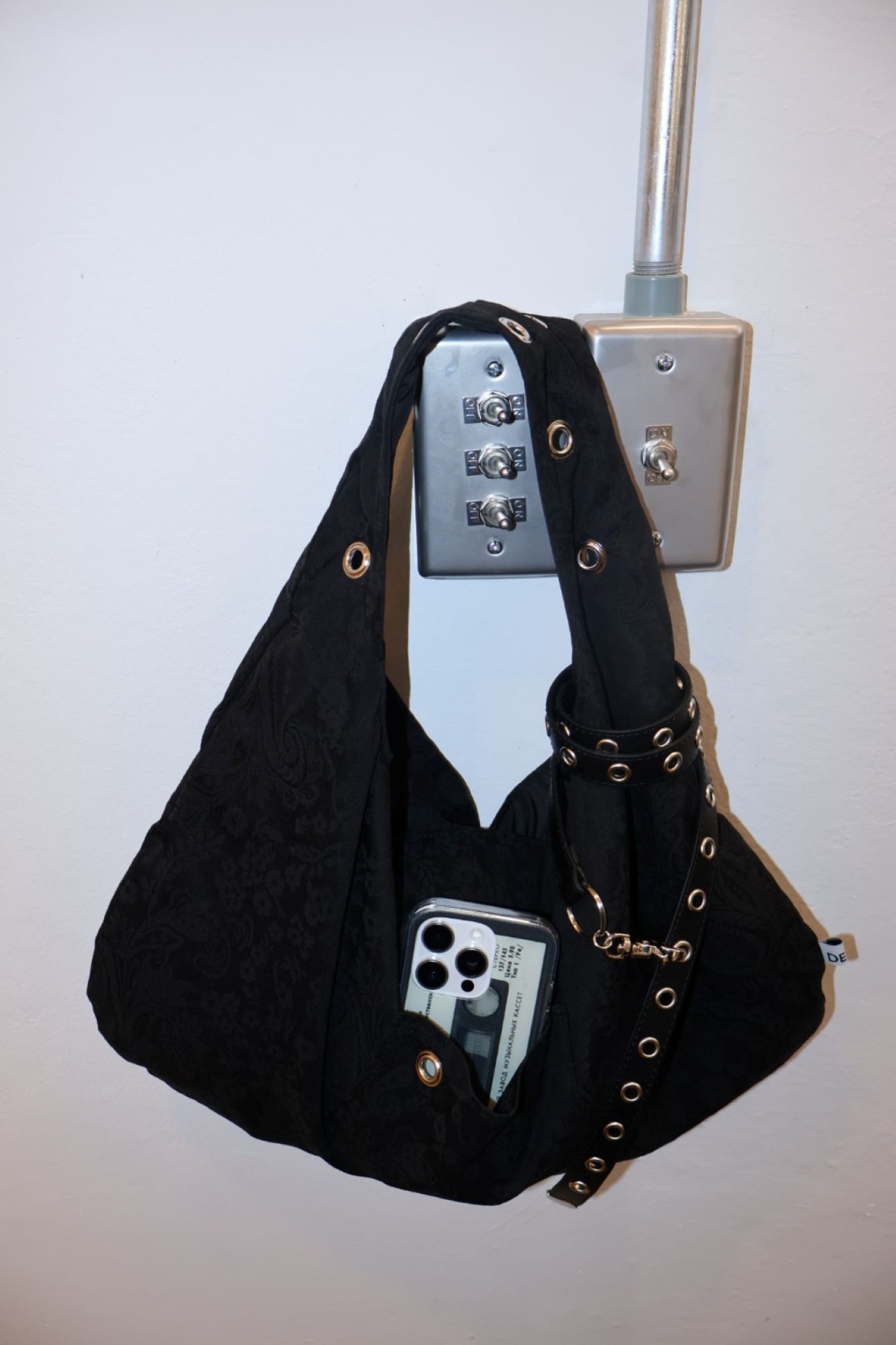 DEPC | EYELET JACQUARD BAG - BLACK