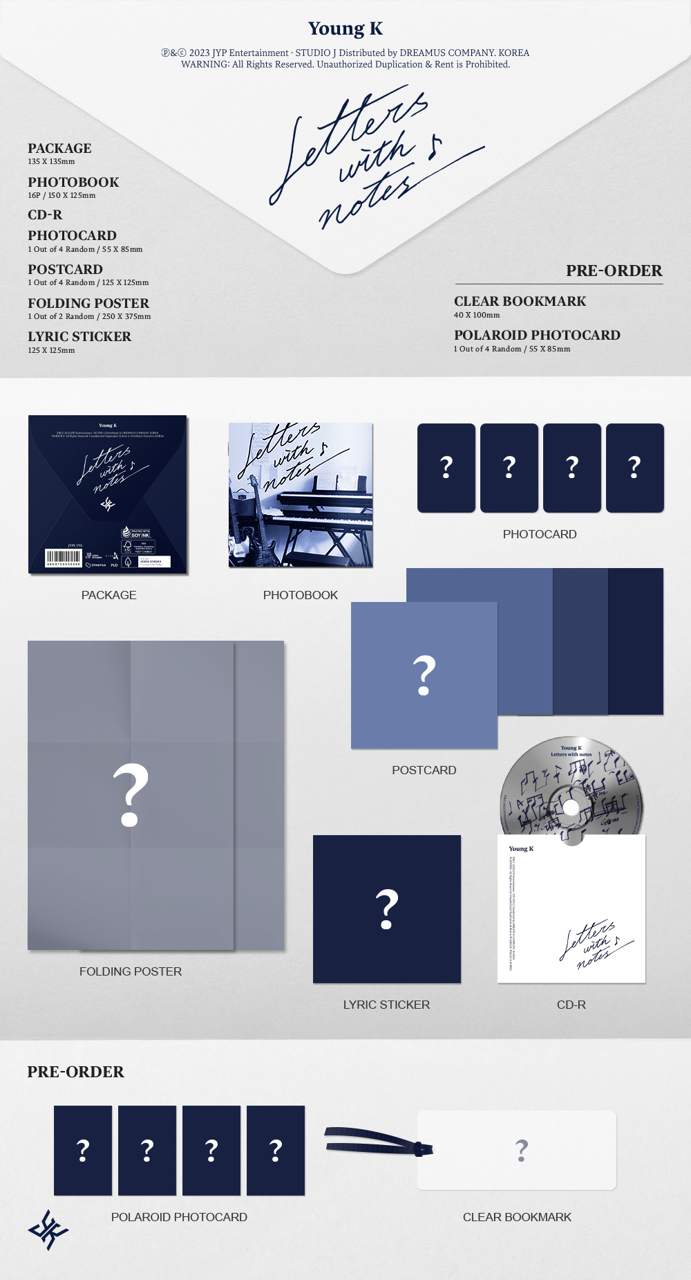 Young K 1st Full Album Letters with notes (Digipack Ver.) | JYP SHOP
