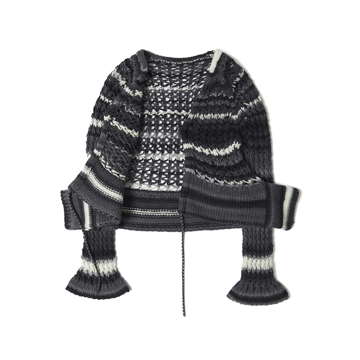 PERVERZE, FACE HAND KNIT CARDIGAN (GRAY) - SLOW STEADY CLUB