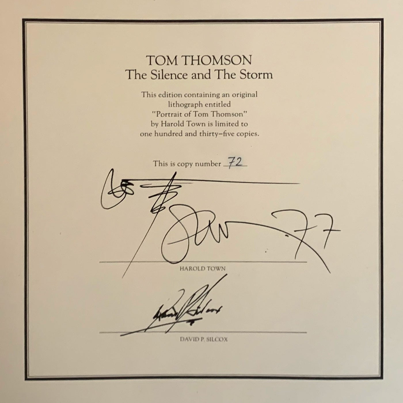 Tom Thomson. The Silence and The Storm | David P. SILCOX, Harold Town