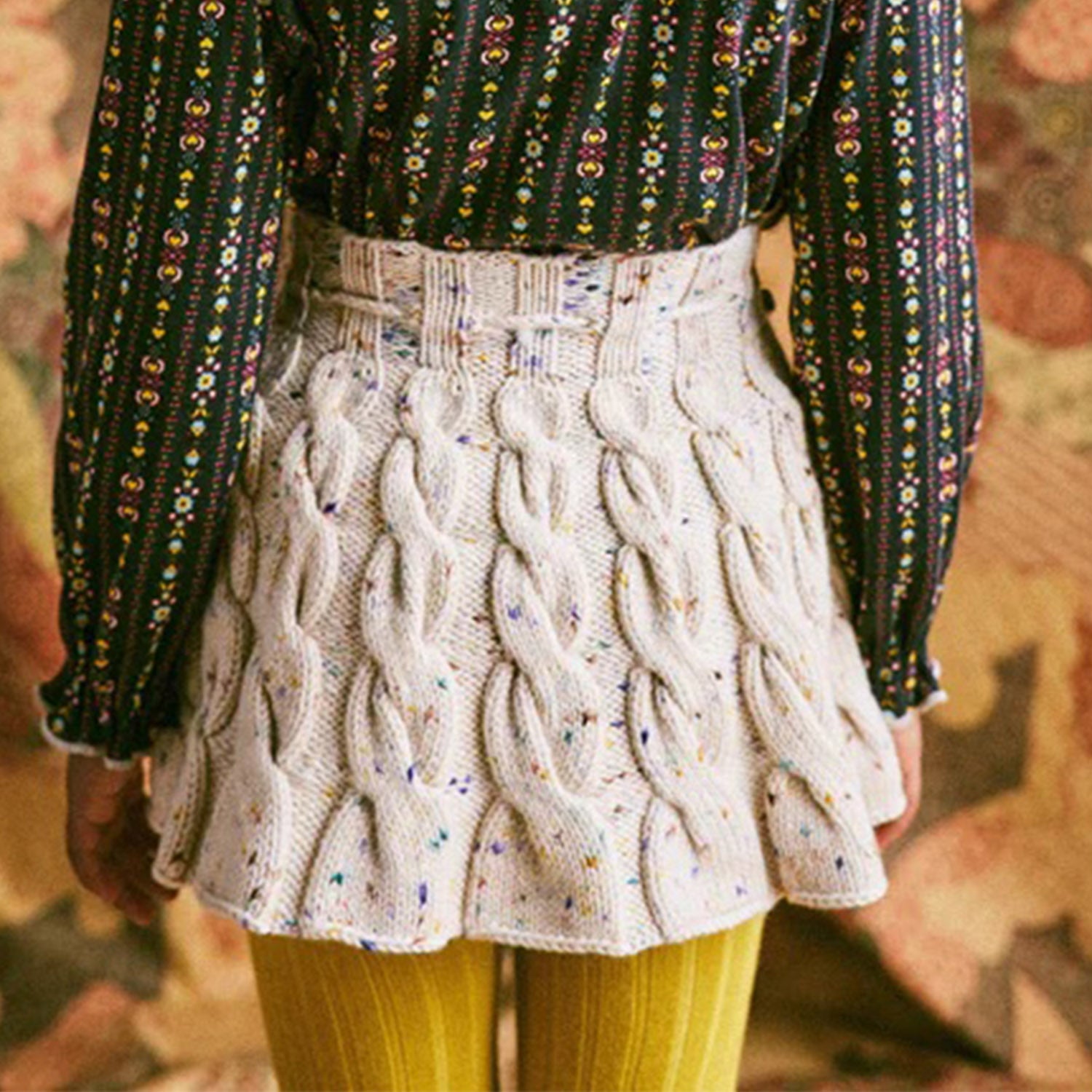 Handknit Merino Wool Cable Skating Skirt - Iris Confetti – MamaOwl