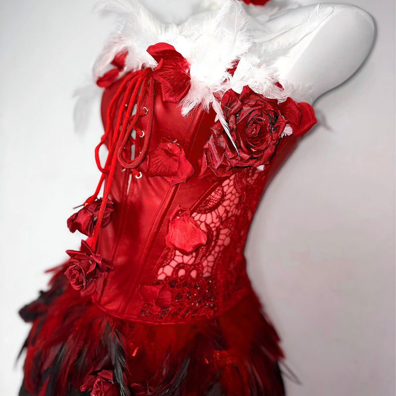 深紅の薔薇の刺繍コルセット – ManusMachina