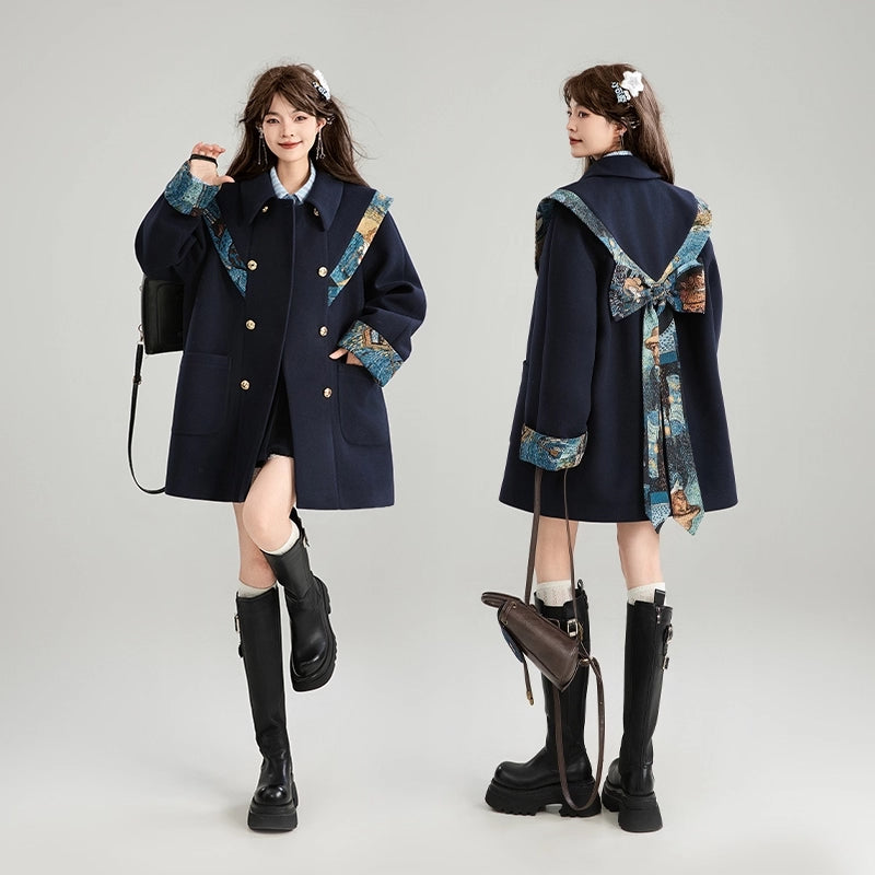 西洋油彩画のリボンダブルブレストコート – ManusMachina