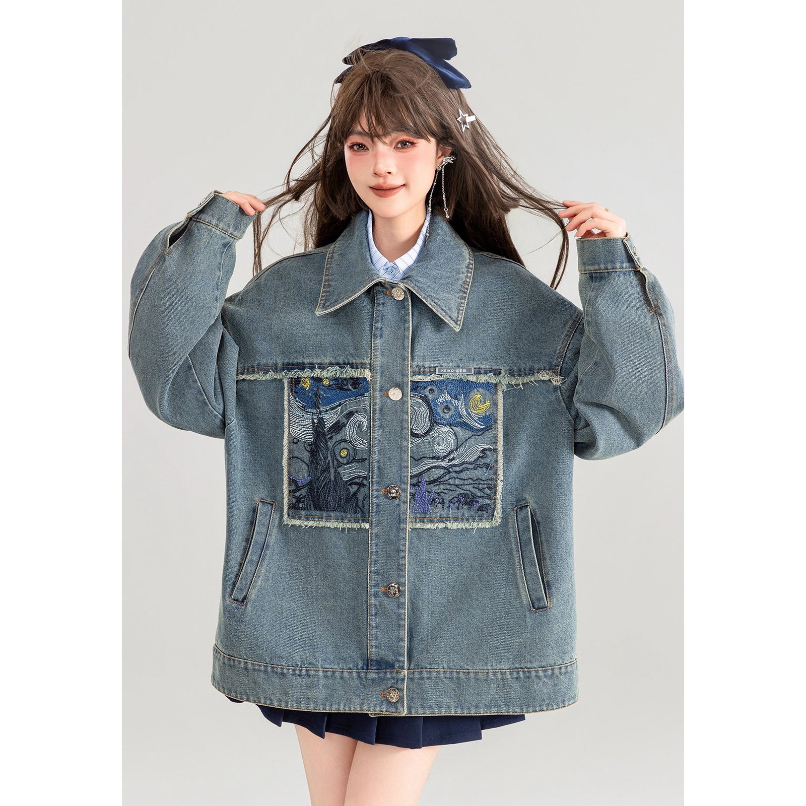 星月夜の刺繍デニムジャケット – ManusMachina