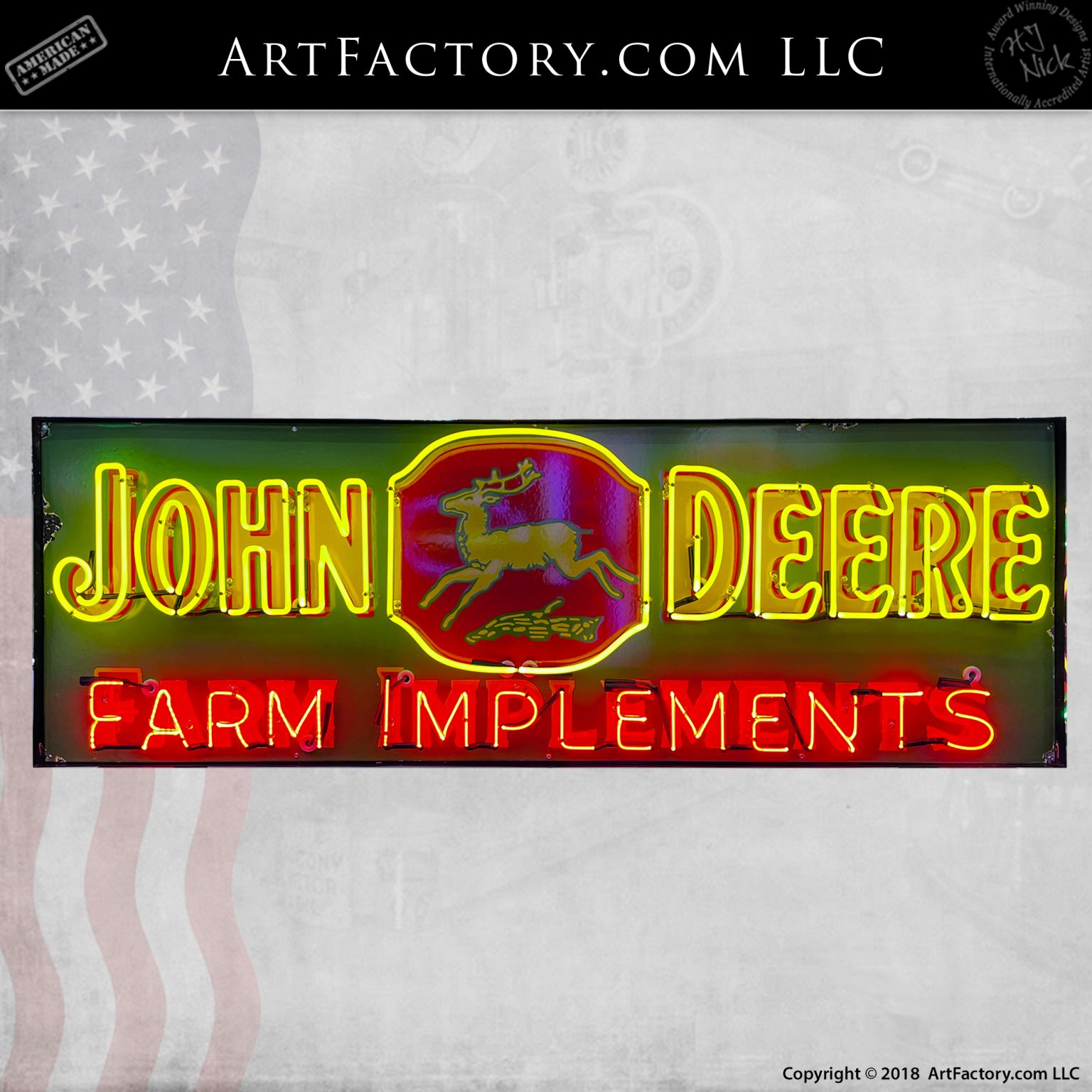 John Deere Farm Implements Sign: 101 Point Neon Restoration