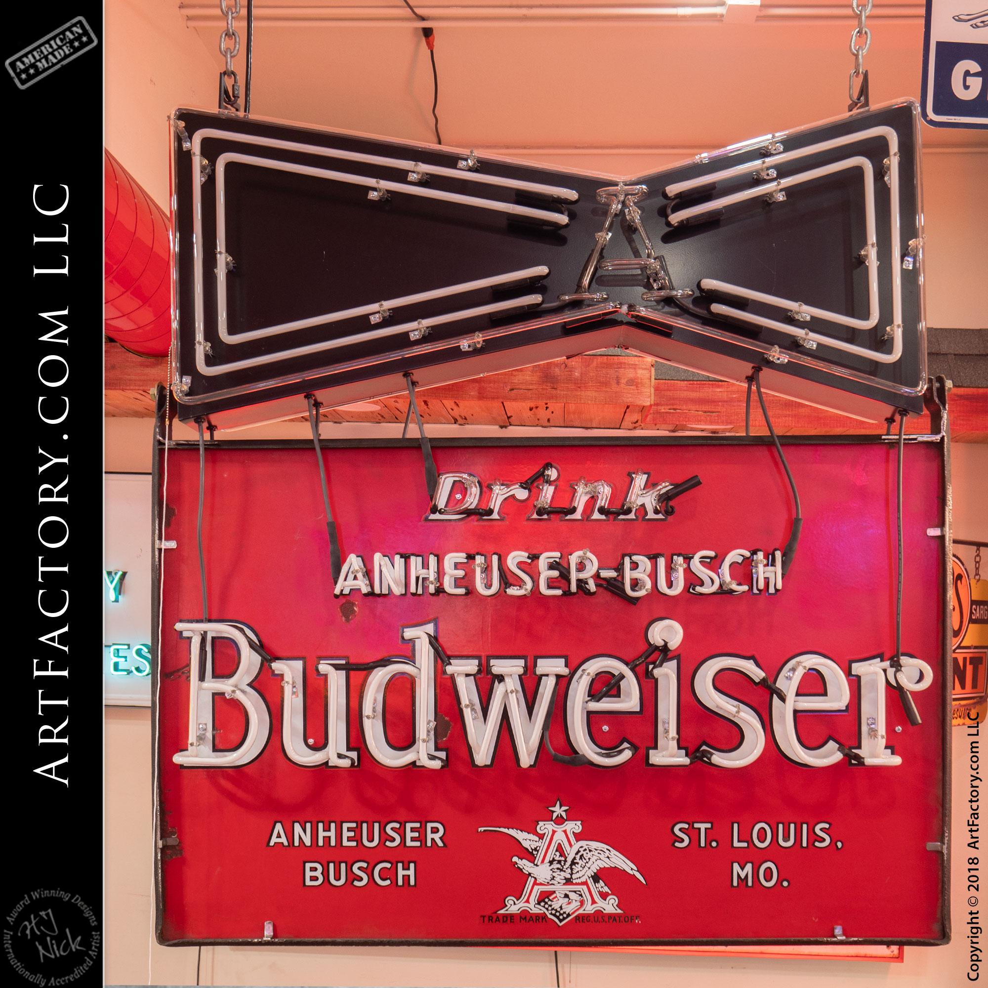 Vintage Budweiser Neon Sign: Drink Anheuser-Busch St. Louis MO