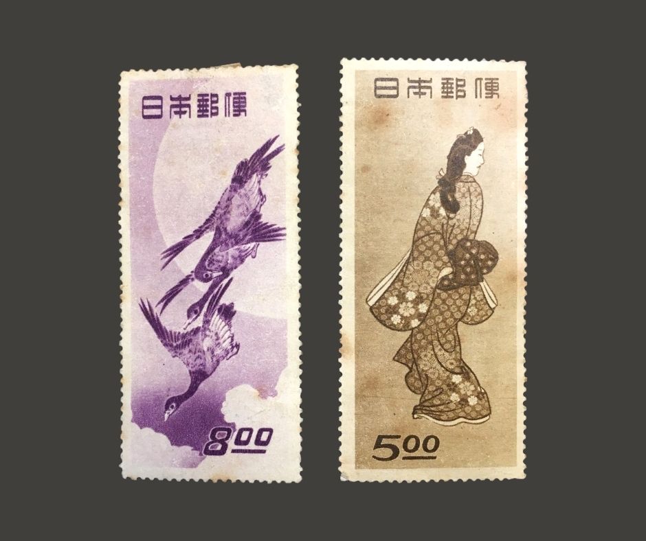 銭単位切手 郵便週間記念 昭和24年 月に雁 5面シート 11800円 楽天