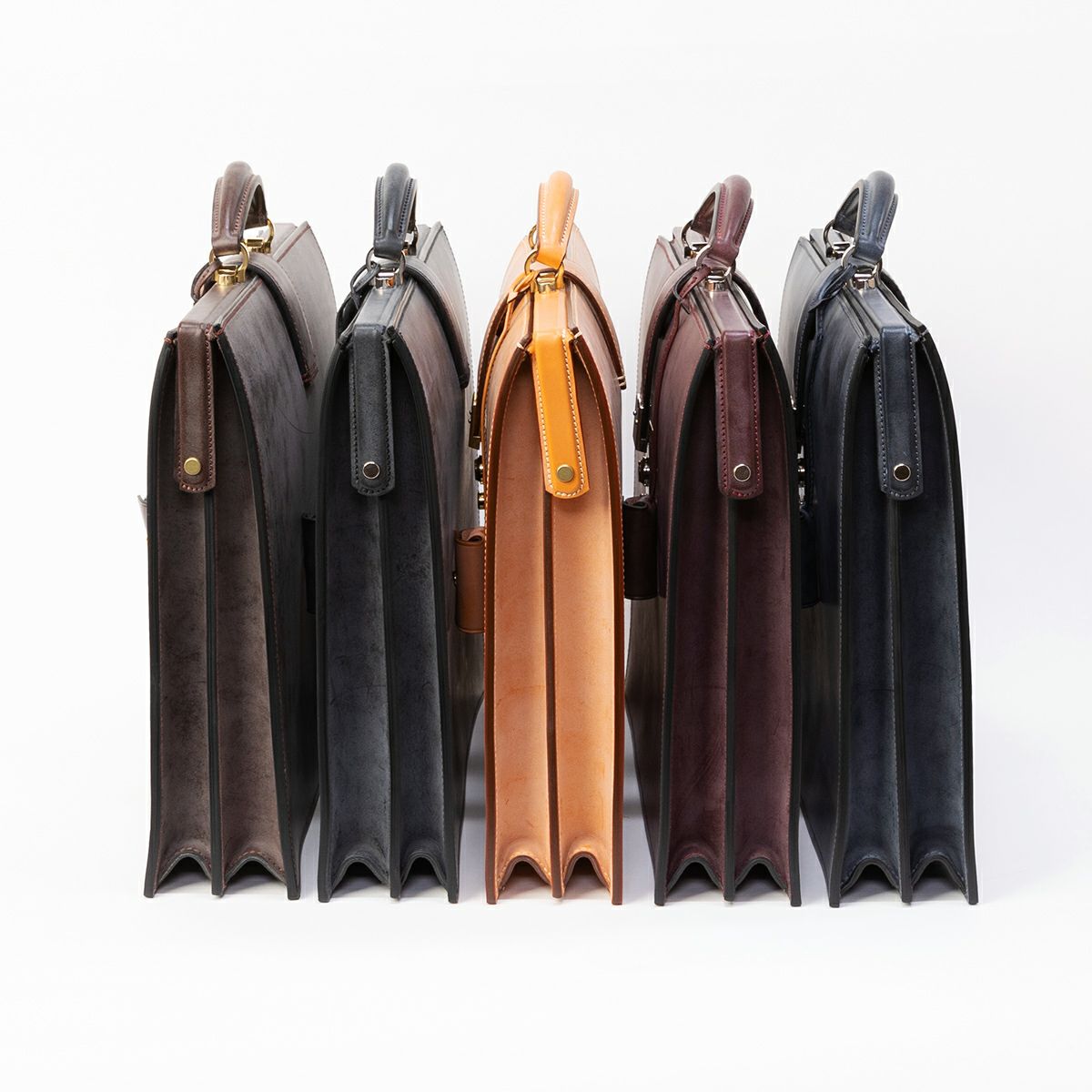 万双 ブライドル 細マチダレス ブラウン レザー ビジネスバッグ ロック