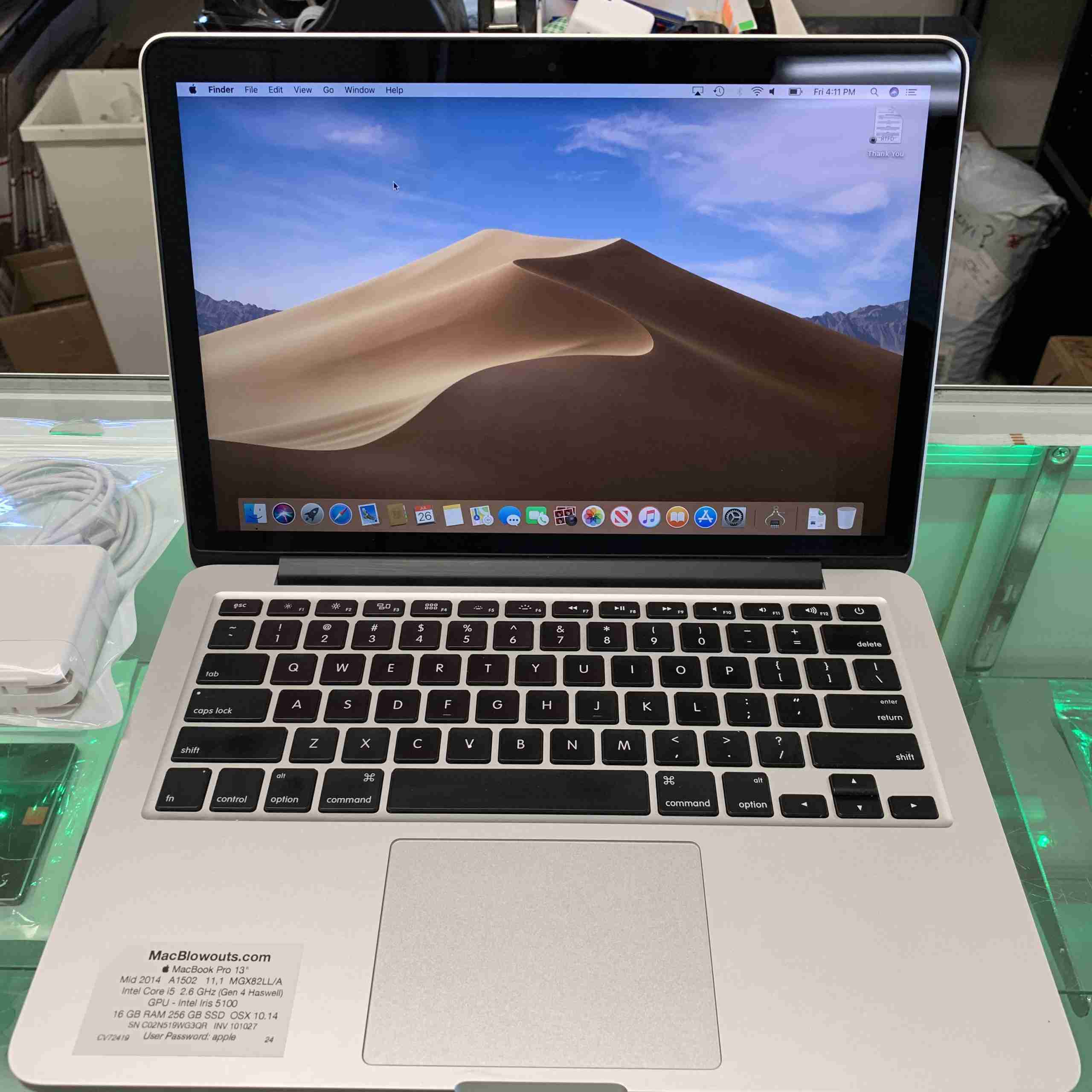 2014 MacBook Pro 13″ Laptop Retina 2.6 -3.1Ghz i5 8GB Ram 256GB