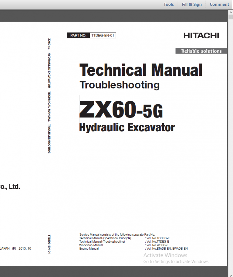 Hitachi ZX60-5G Workshop Manual and Technical Manual