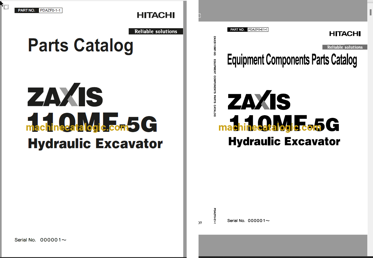 Hitachi ZX110MF-5G Hydraulic Excavator Full Parts Catalog
