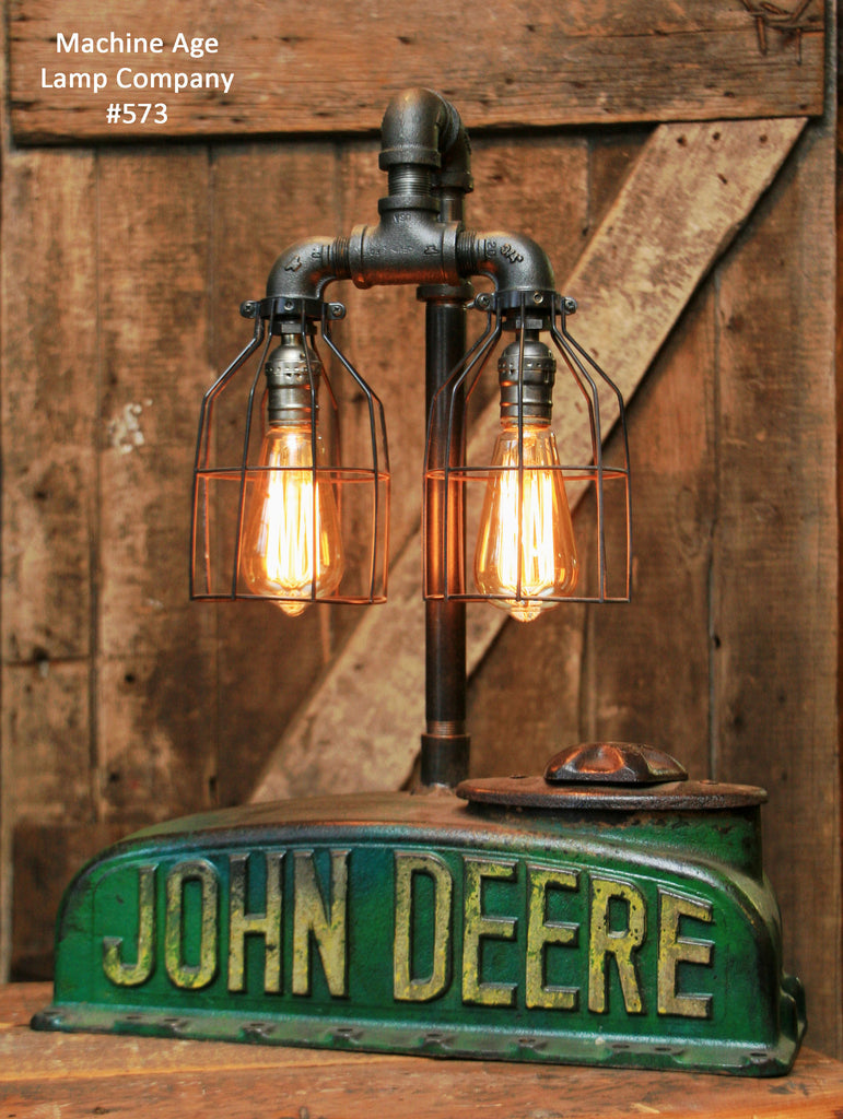Steampunk Industrial Lamp, Antique John Deere 