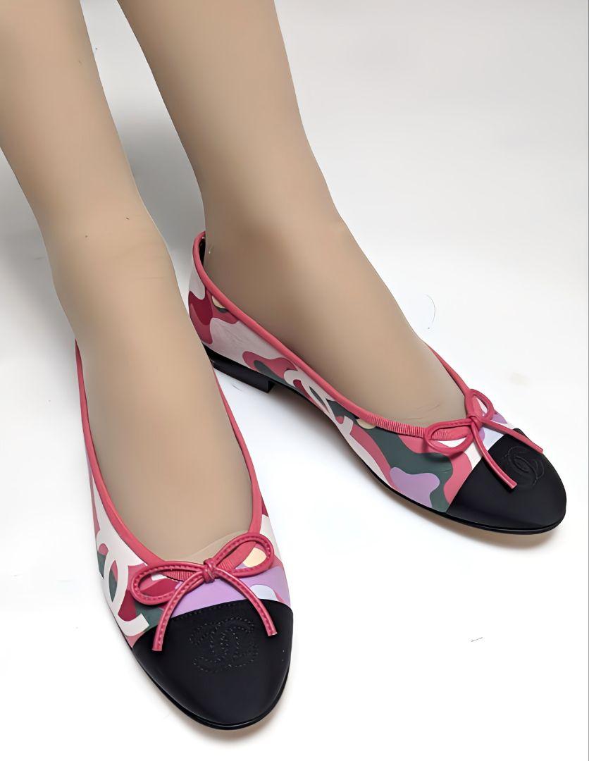 未使用さん♥CHANELシャネル バレエシューズ 37.5C マルチカラー