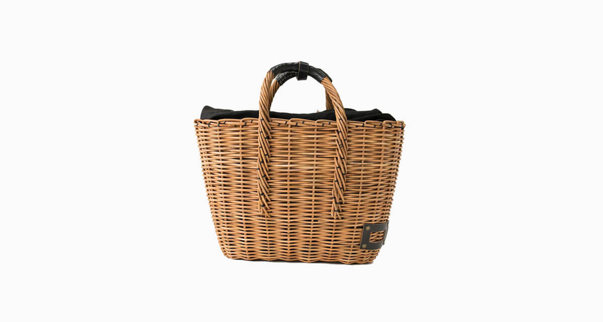 ebagos 「マルシェ」 ブライドルレザー×紅籐（リネン被せ） BLACK