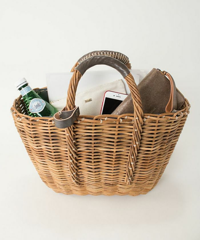 ebagos 「マルシェ」 ブライドルレザー×紅籐（リネン被せ） BLACK