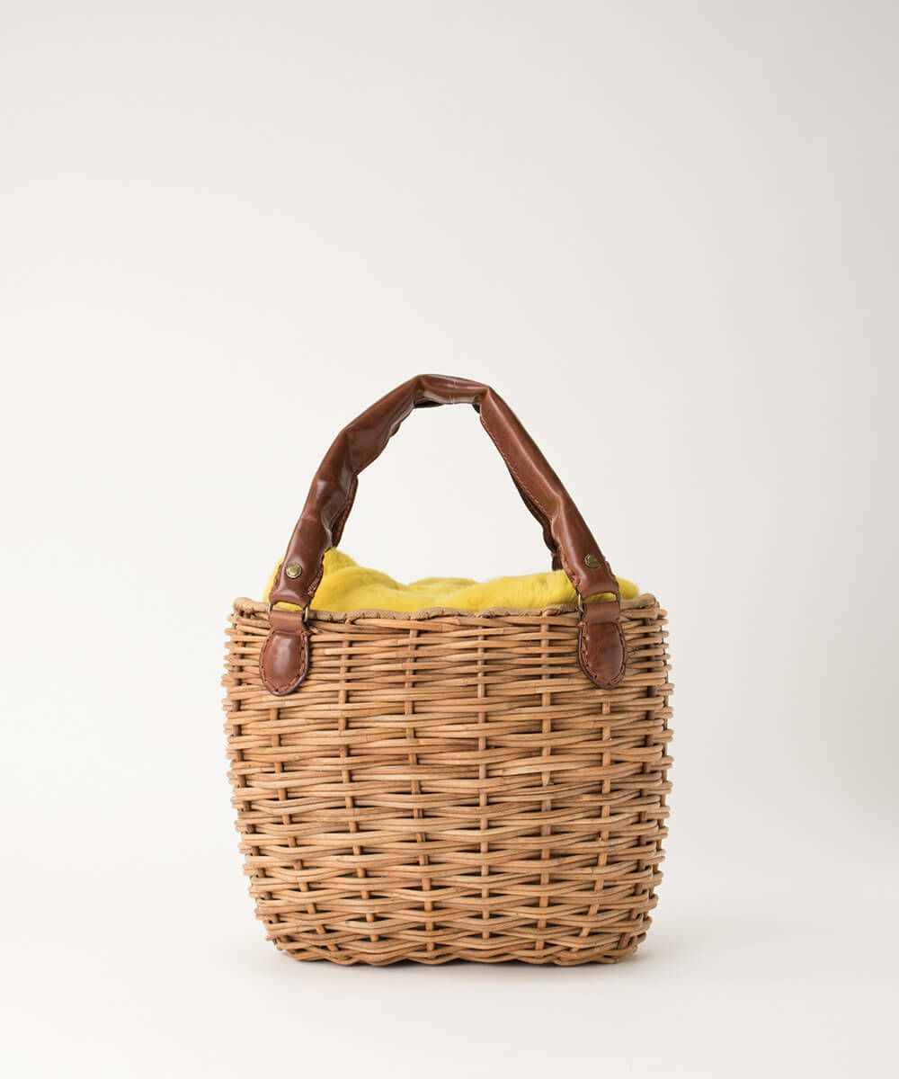 ebagosレッキスファー2本編みバッグ 紅籐×レッキスファー YELLOW