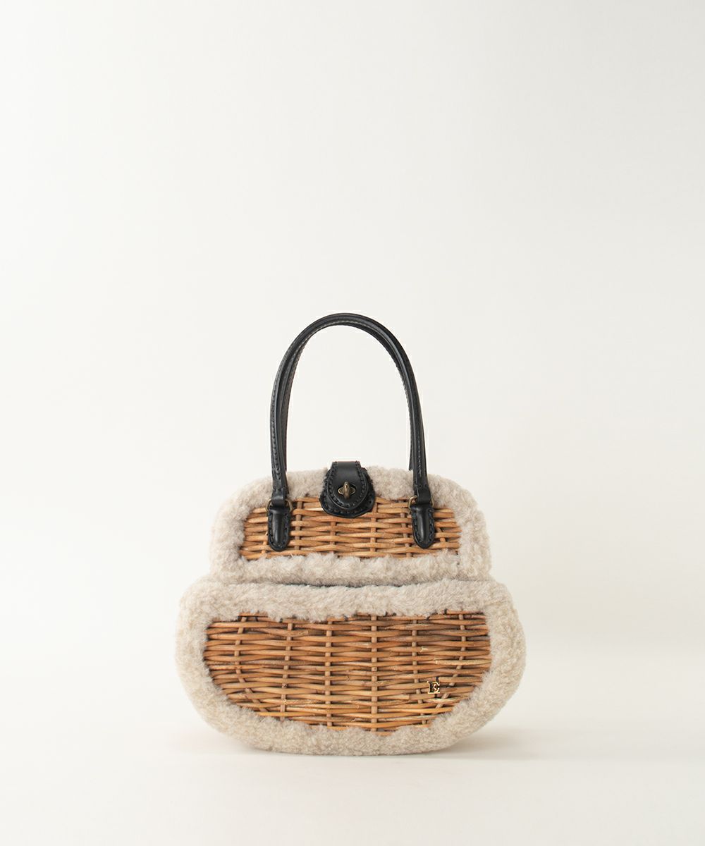 ebagos エバゴスボア トリミング ハンドバック NATURAL×BLACK エバゴス
