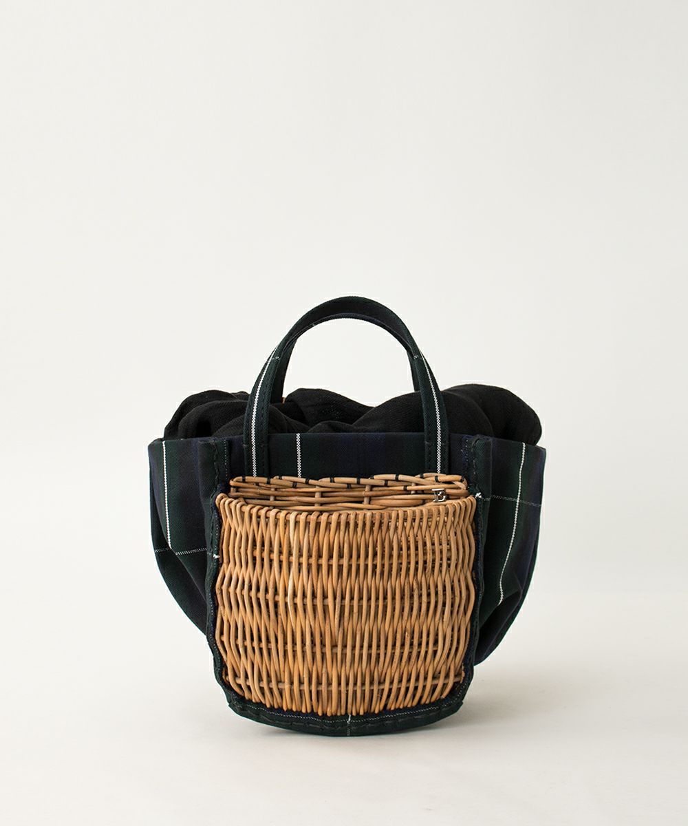 ebagosキャンバス・カゴポケット付トート (ポケットオーバル)チェック