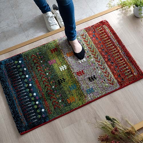 EC限定】マット ウィルトン ギャッベ柄が特徴の輸入柄物玄関マット