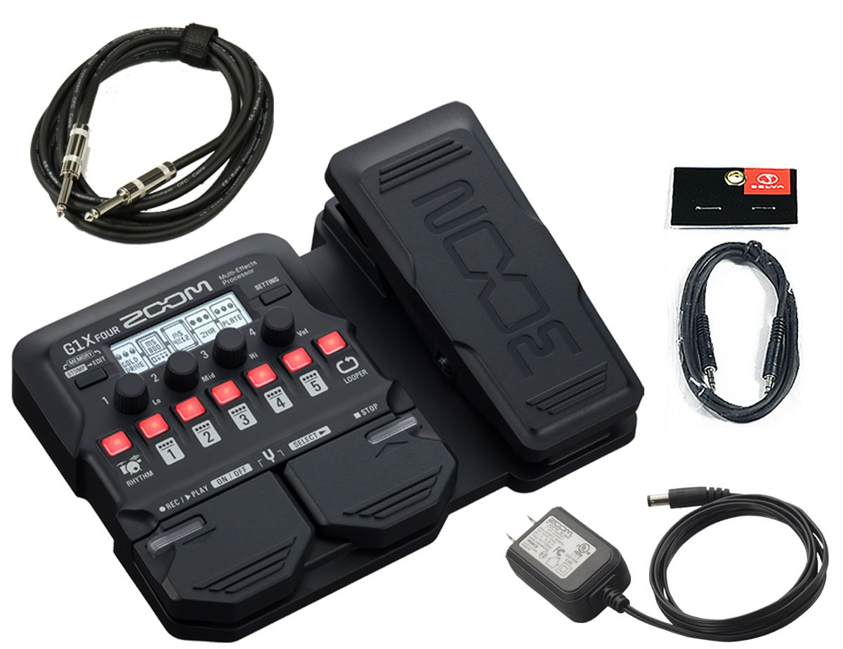 ZOOM / G1X FOUR 完璧セット-純正ACアダプター、ギター用ケーブル