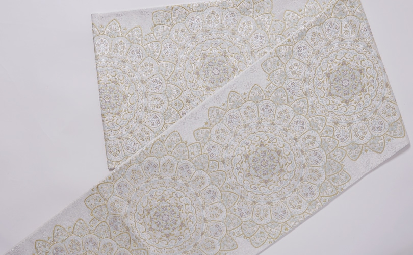 正絹袋帯 西陣織 フォーマル袋帯 河合美術織物㈱ 白地 パーティー 慶事