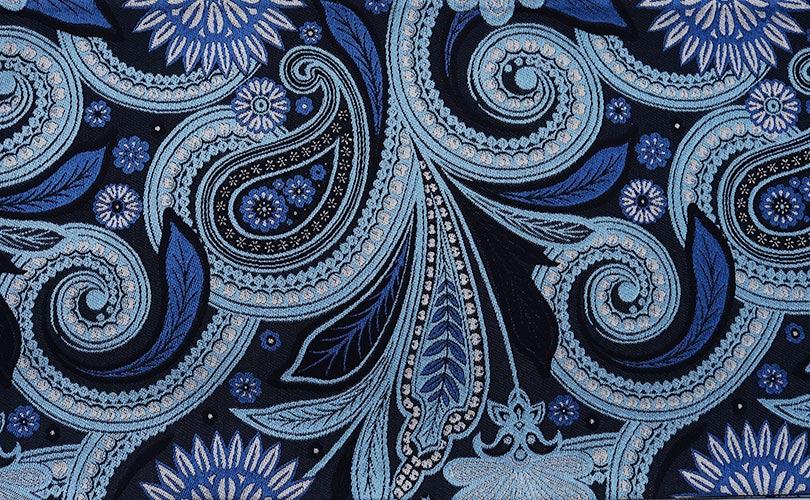 正絹袋帯 田中伝機業店 ブルー ペーズリー 両面リバーシブル | 袋帯