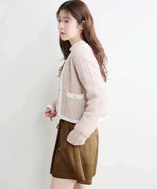 COCODEAL ココディール ファンシーツイードニットカーディガン